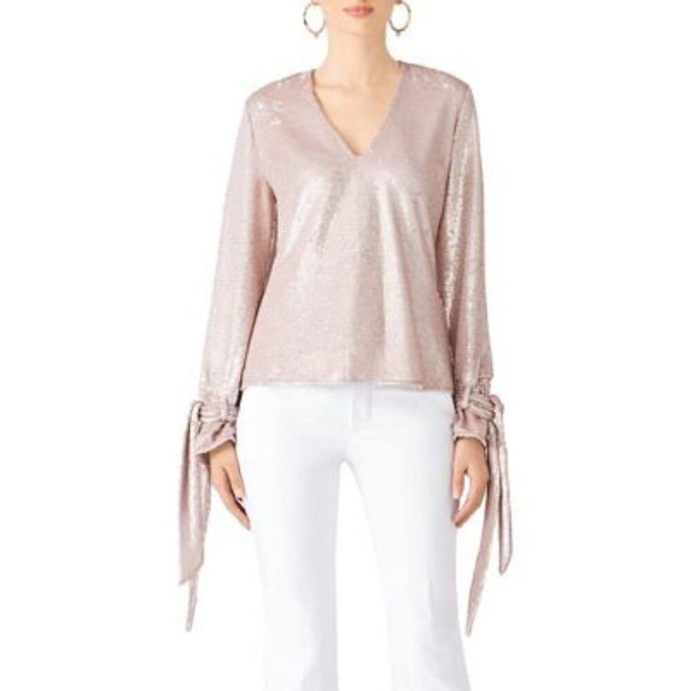 C/MEO Collective Sequin Tie Sleeve Blouse